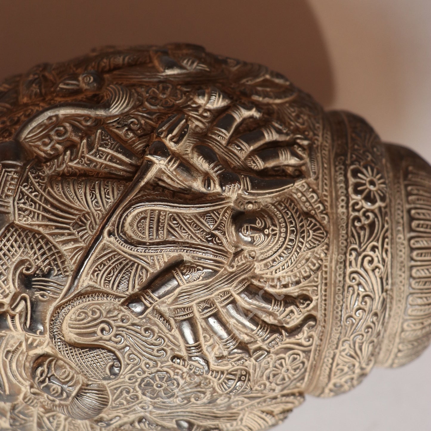 Brass Decorative Shankha Carving with Goddess Durga