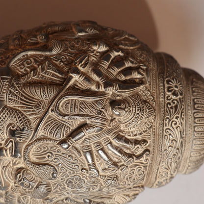 Brass Decorative Shankha Carving with Goddess Durga