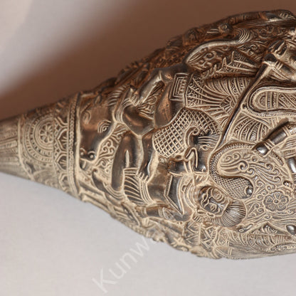 Brass Decorative Shankha Carving with Goddess Durga