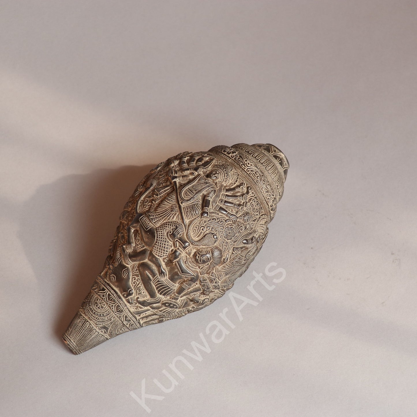 Brass Decorative Shankha Carving with Goddess Durga