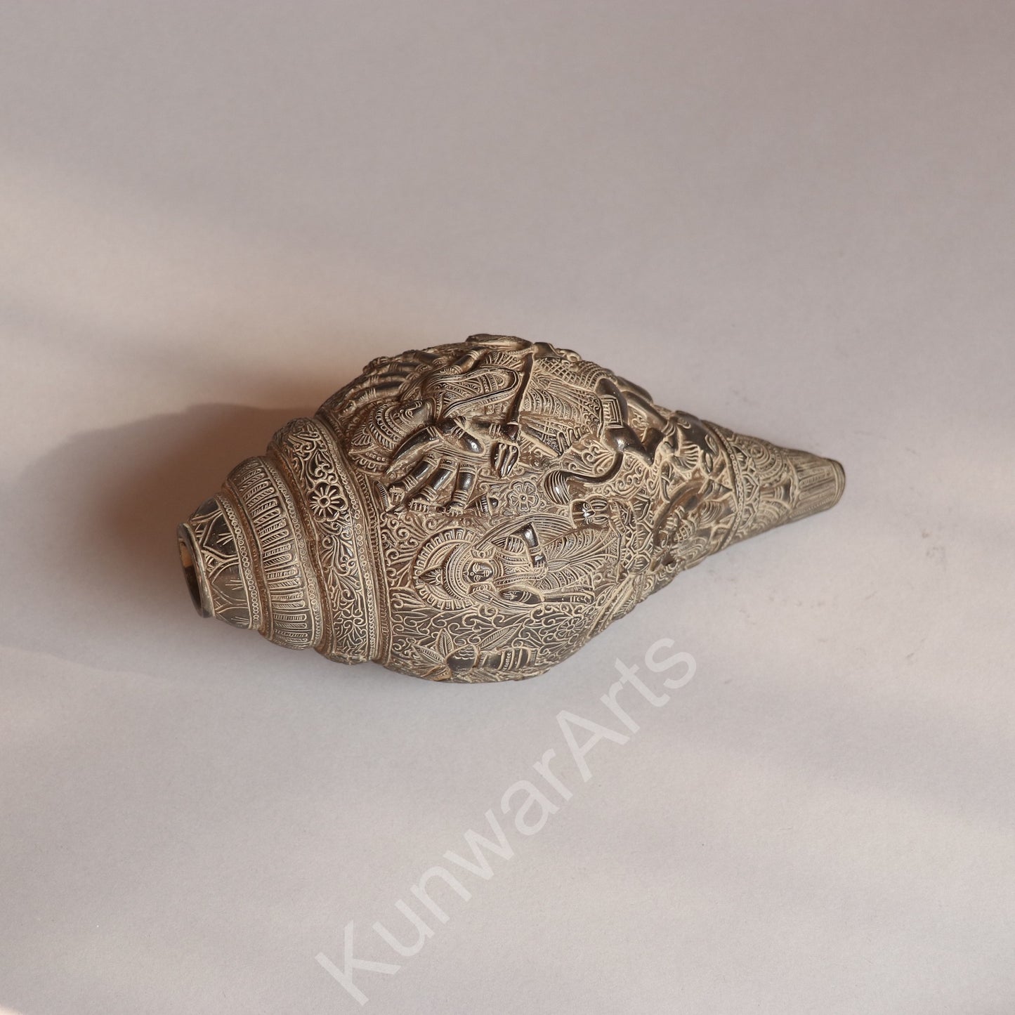 Brass Decorative Shankha Carving with Goddess Durga