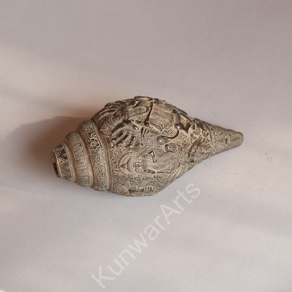Brass Decorative Shankha Carving with Goddess Durga