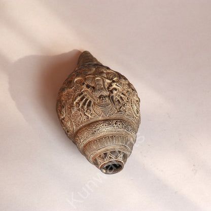 Brass Decorative Shankha Carving with Goddess Durga