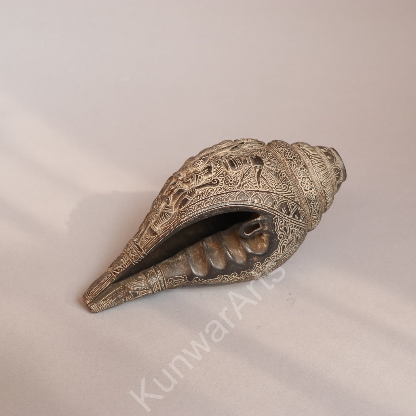 Brass Decorative Shankha Carving with Goddess Durga