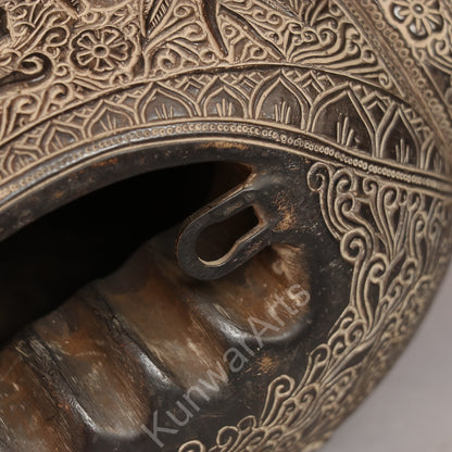 Brass Decorative Shankha Carving with Goddess Durga