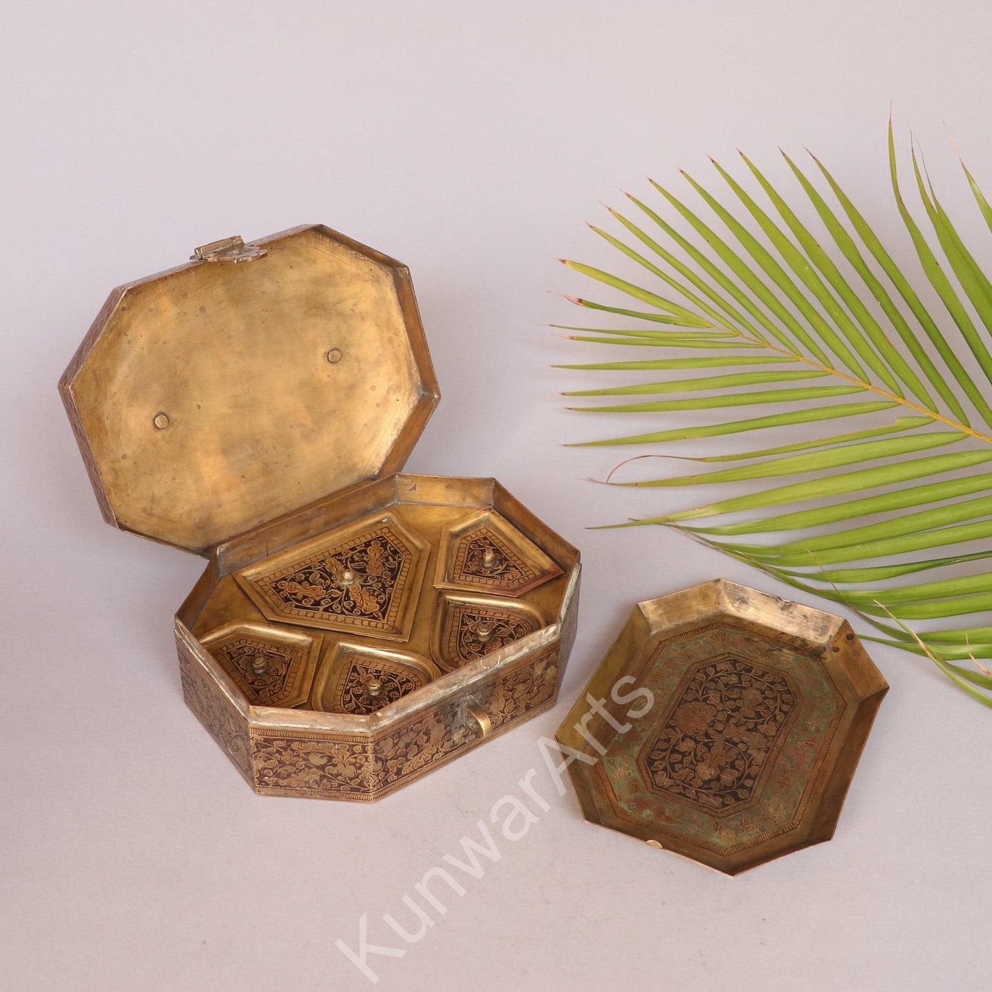 Brass Meenakari Kumkum Box