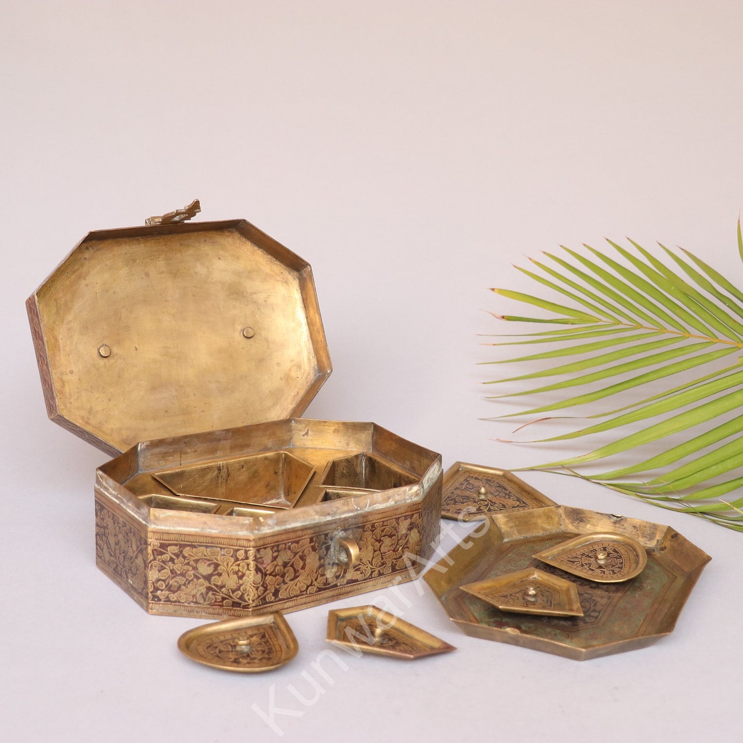 Brass Meenakari Kumkum Box