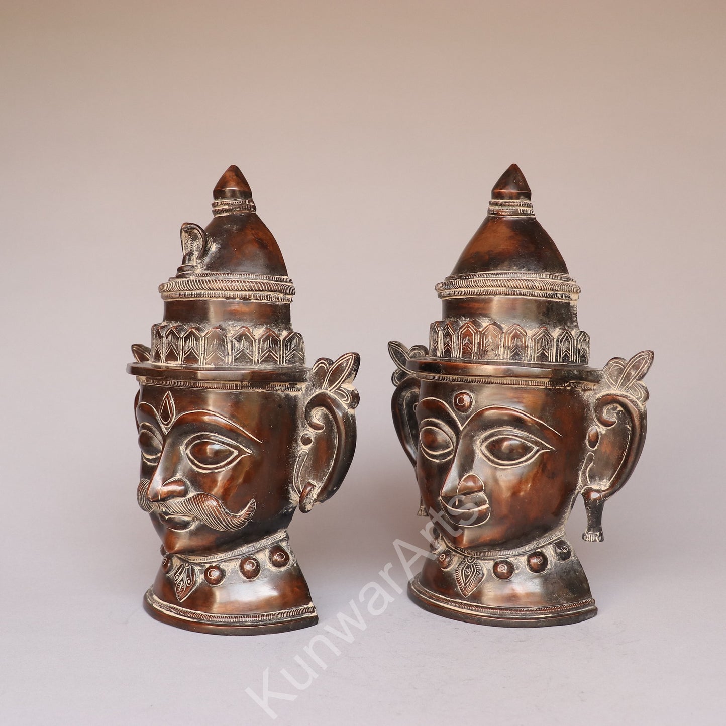 Brass Shiva Gauri Mukhlingam Face Mask 15"