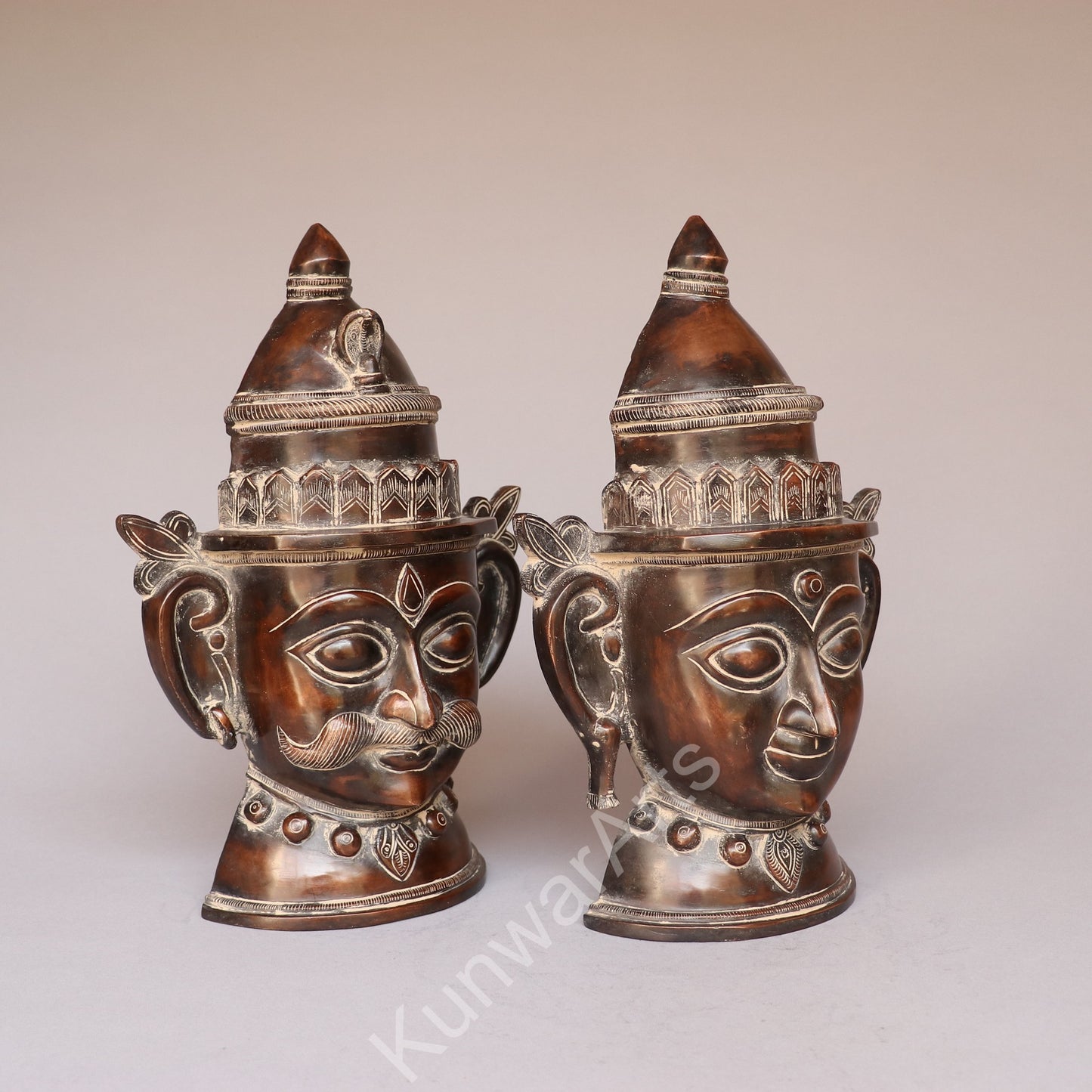 Brass Shiva Gauri Mukhlingam Face Mask 15"