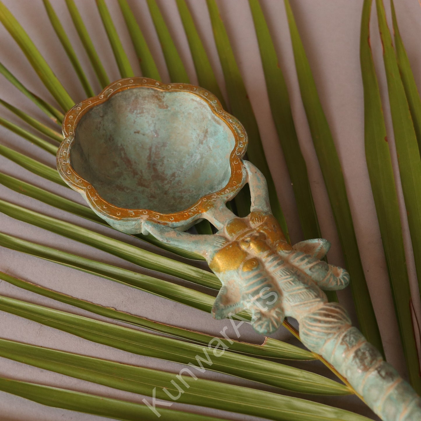 Brass Pooja Spoon (Panchpatra Achmani / Aarti Spoon) 46 cm
