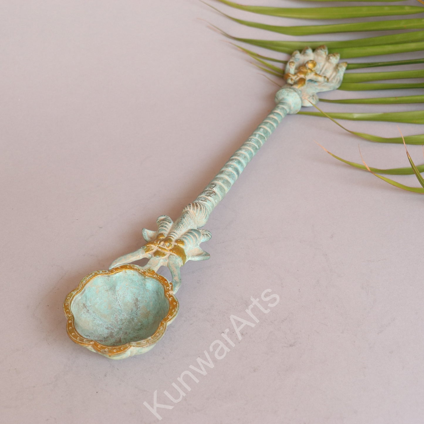 Brass Pooja Spoon (Panchpatra Achmani / Aarti Spoon) 46 cm