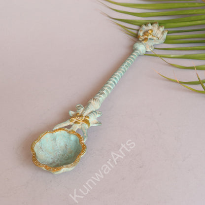 Brass Pooja Spoon (Panchpatra Achmani / Aarti Spoon) 46 cm