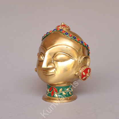 Brass Gauri Mukhlingam Head Multicolored