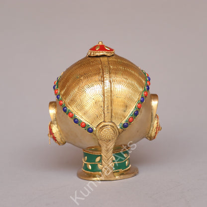 Brass Gauri Mukhlingam Head Multicolored