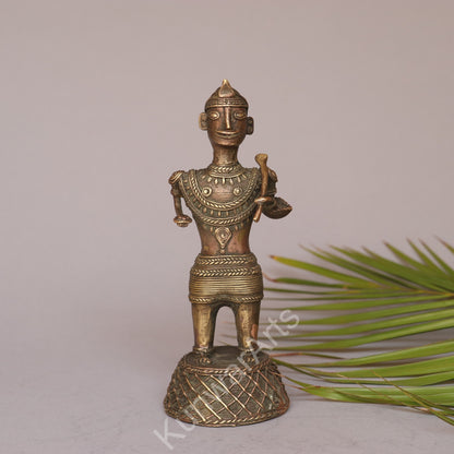 Brass Tribal Farmer Figurine