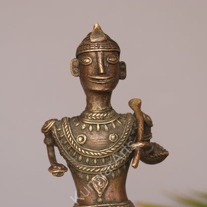 Brass Tribal Farmer Figurine