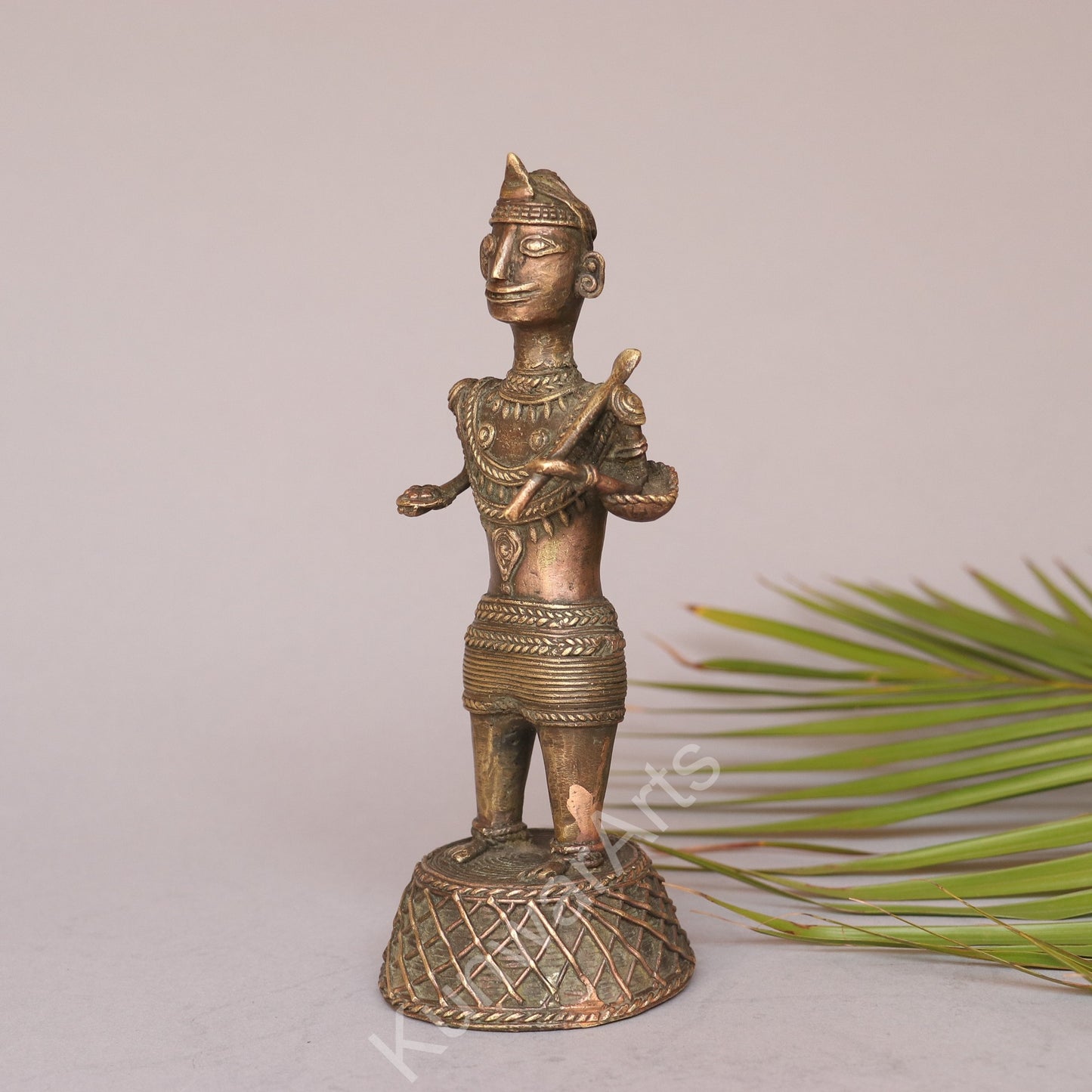 Brass Tribal Farmer Figurine