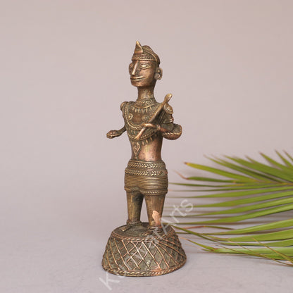 Brass Tribal Farmer Figurine