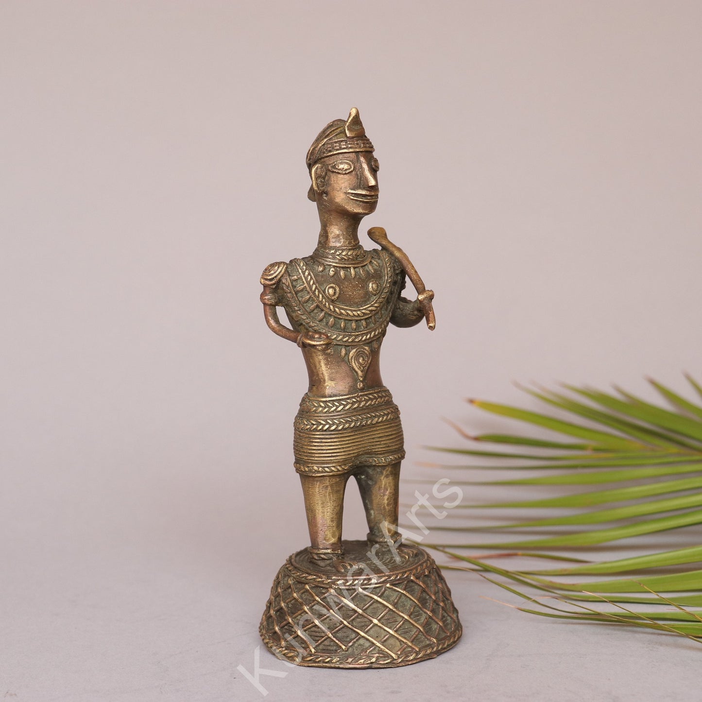 Brass Tribal Farmer Figurine