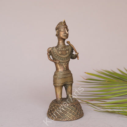 Brass Tribal Farmer Figurine