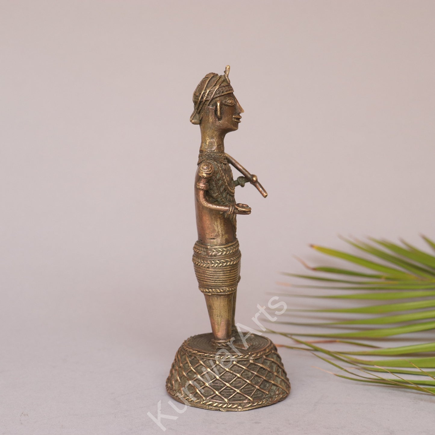 Brass Tribal Farmer Figurine