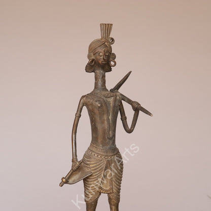 Tribal Dokra Farmer Figurine
