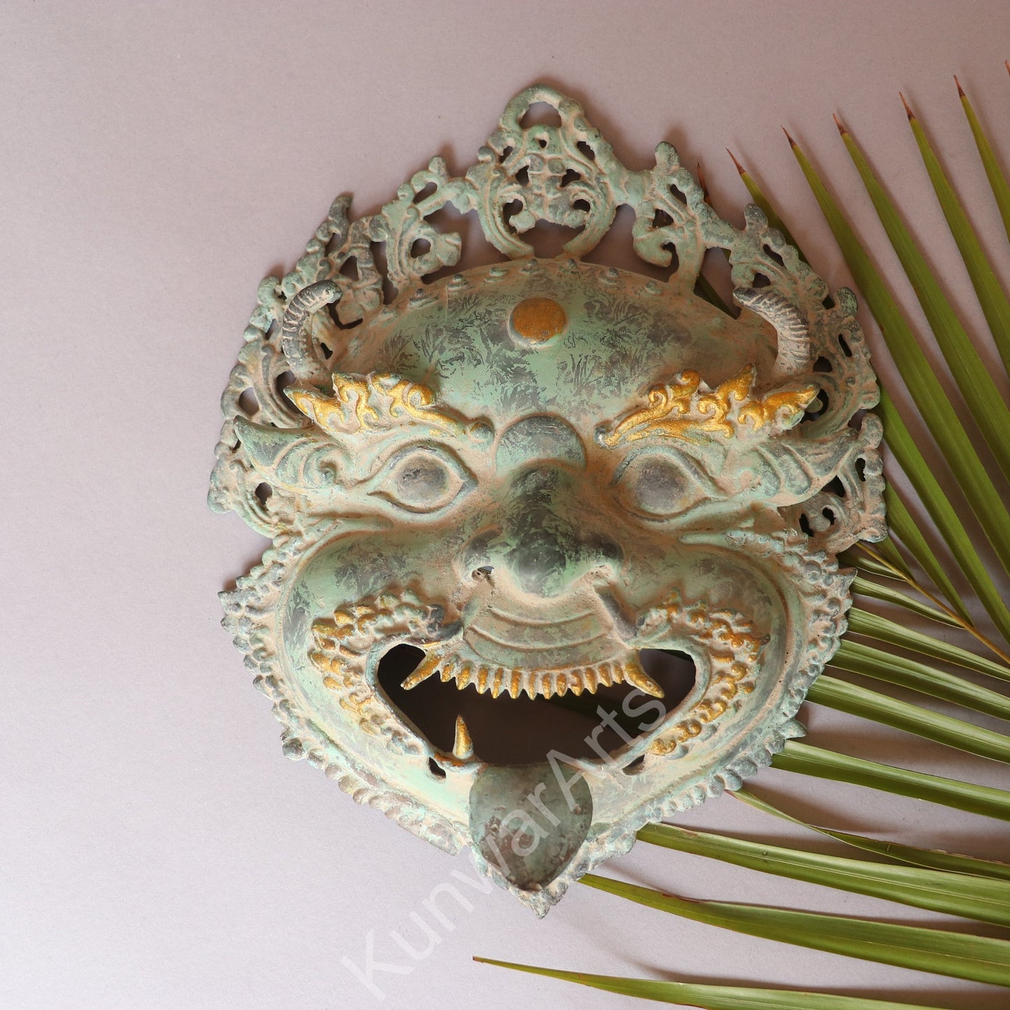 Brass Tribal Mask Wall Décor