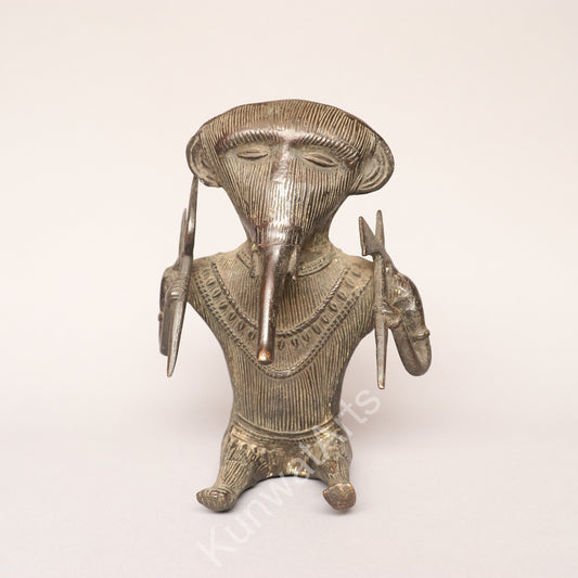 Tribal Ganesh Brass Figurine