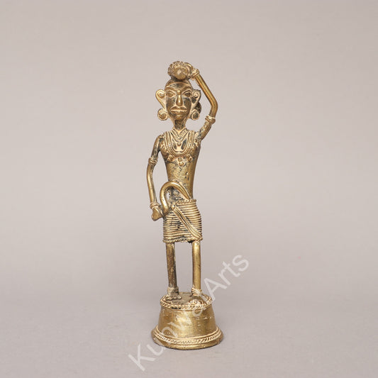Tribal Dokra Woman Farmer Figurine