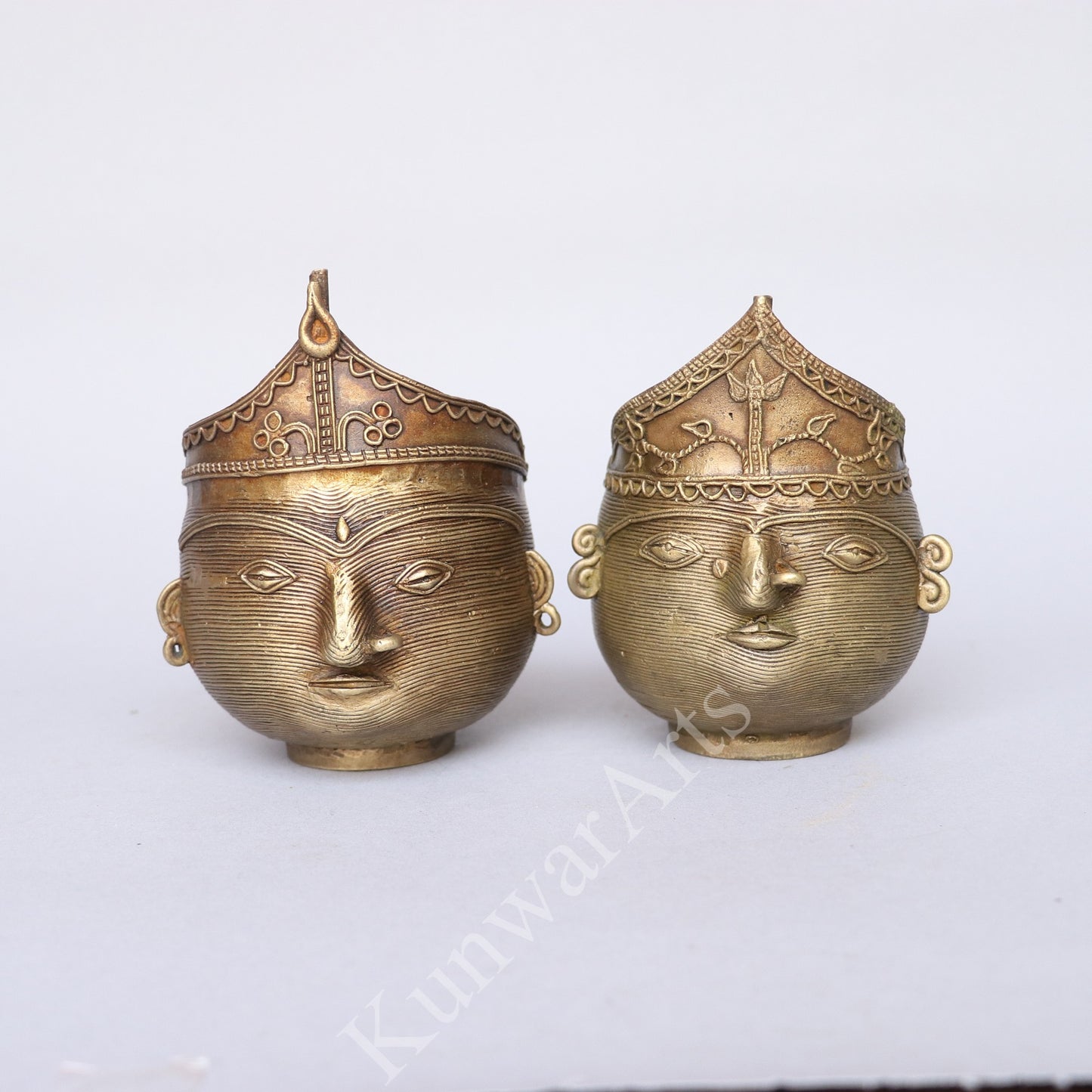 Brass Tribal Face Decorative Container