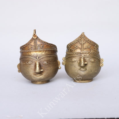 Brass Tribal Face Decorative Container