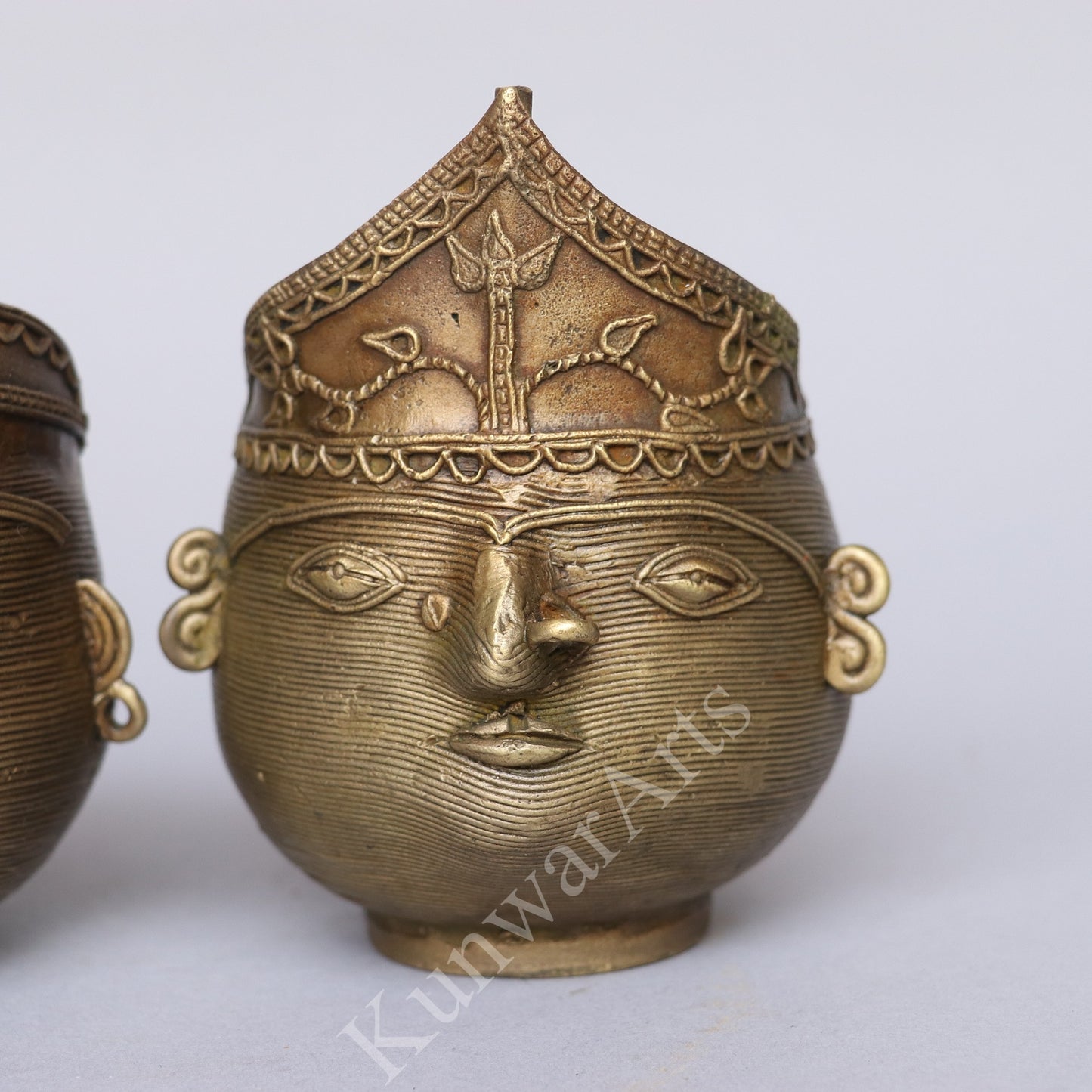 Brass Tribal Face Decorative Container
