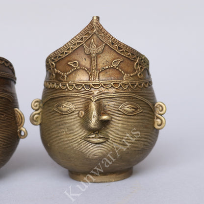 Brass Tribal Face Decorative Container