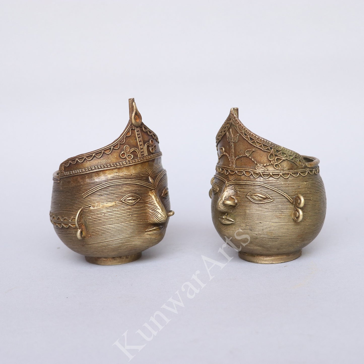 Brass Tribal Face Decorative Container