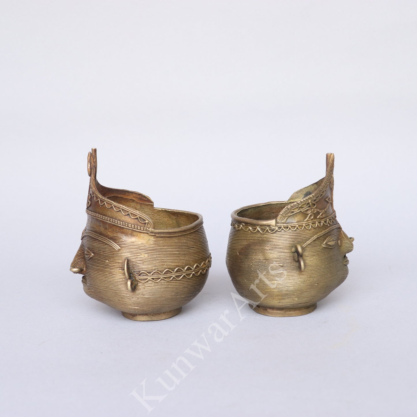 Brass Tribal Face Decorative Container