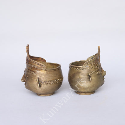 Brass Tribal Face Decorative Container