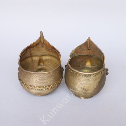 Brass Tribal Face Decorative Container