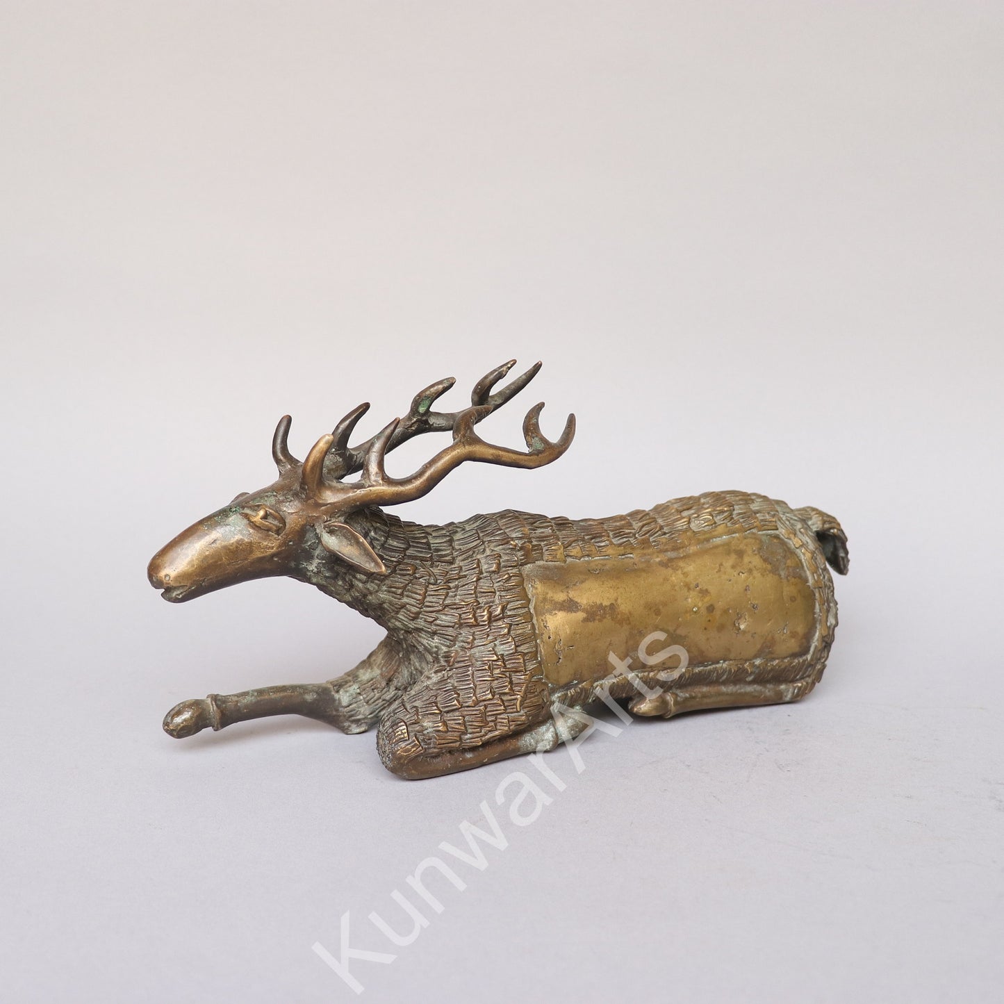 Brass Resting Deer Figurine
