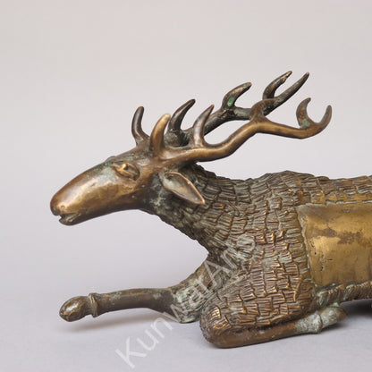 Brass Resting Deer Figurine