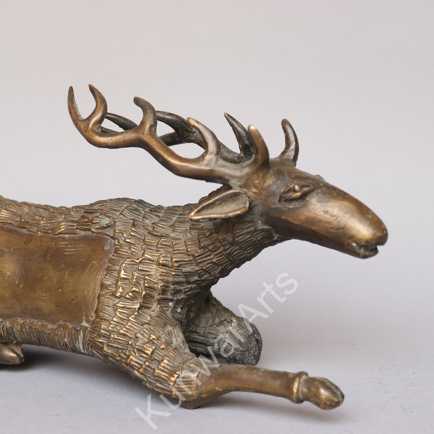 Brass Resting Deer Figurine