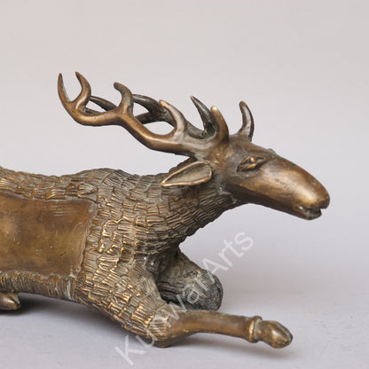 Brass Resting Deer Figurine
