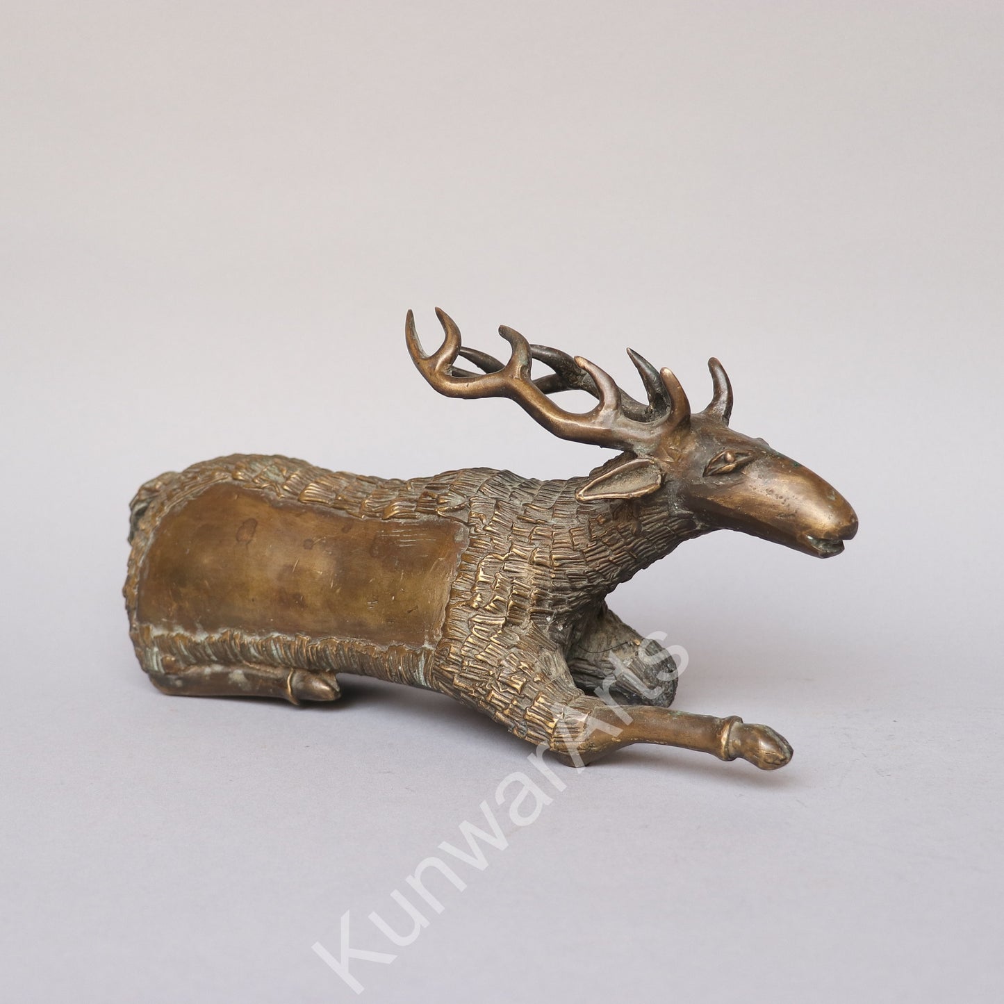 Brass Resting Deer Figurine