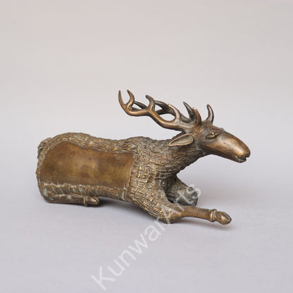 Brass Resting Deer Figurine