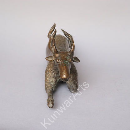 Brass Resting Deer Figurine