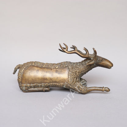 Brass Resting Deer Figurine