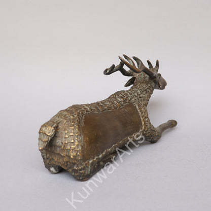 Brass Resting Deer Figurine