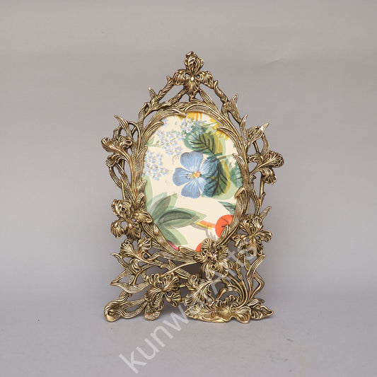 Brass Ornate Flower Photo Frame