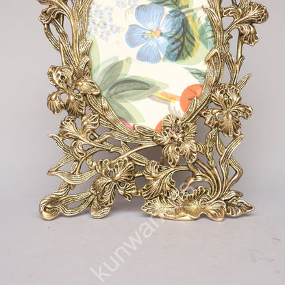 Brass Ornate Flower Photo Frame