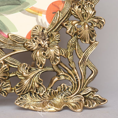 Brass Ornate Flower Photo Frame
