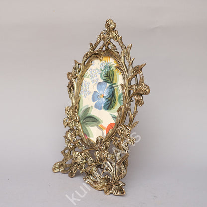Brass Ornate Flower Photo Frame